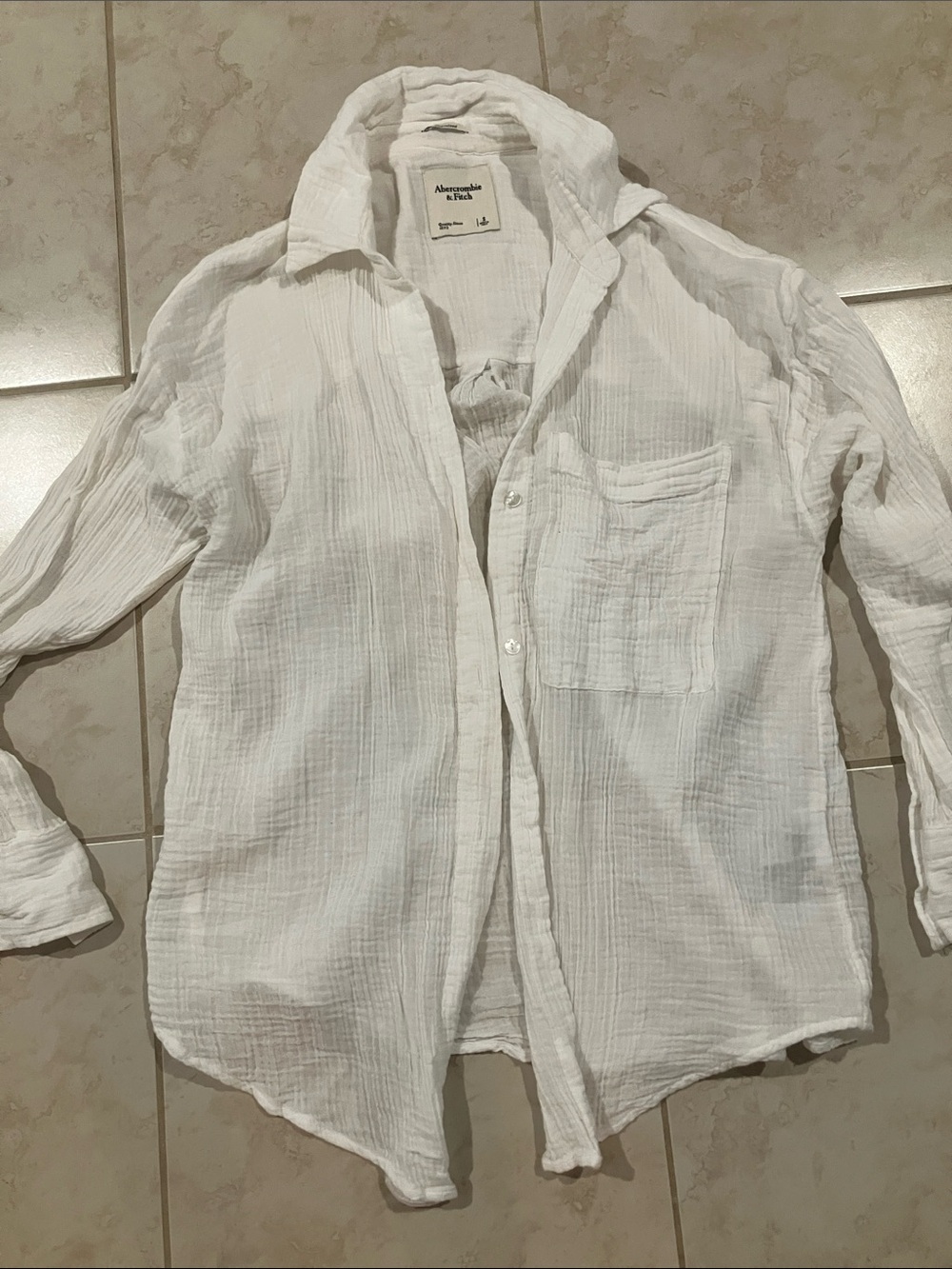 Abercrombie & Fitch Men's White Gauze Button-Down Shirt